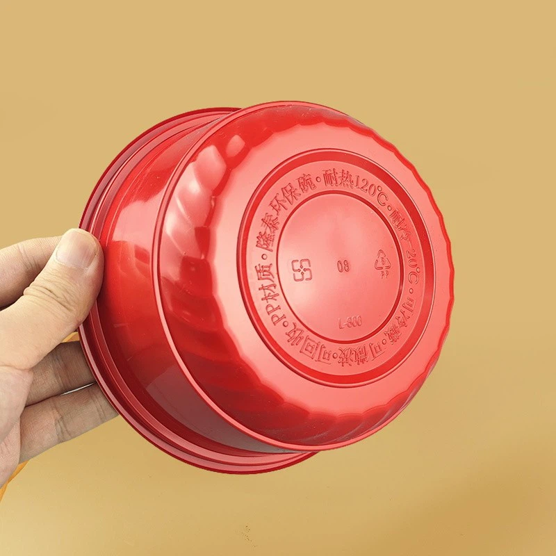 Red Disposable Plastic Food Bowls With Lid
